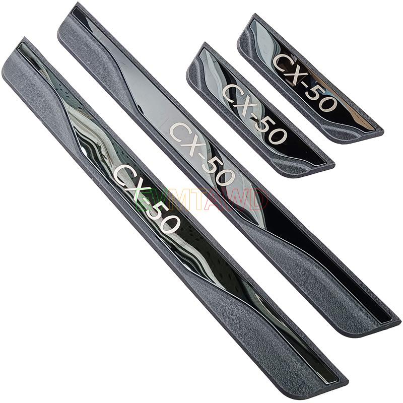 For Mazda CX-50 CX50 Skyactiv-G Accessory 2025 2024 Chrome Car Door Sill Scuff Plate Kick Entry Guard Pedal Protector Cover Trim Black CX 50