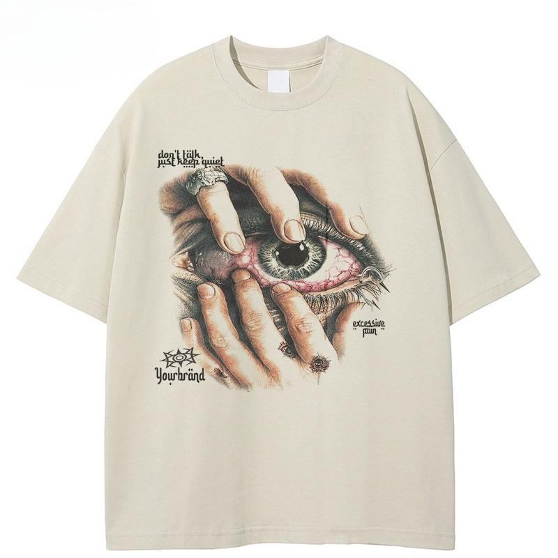 2026 Heißer Verkauf Herren T-Shirt Streetwear Lässig Beige Weißes T-Shirt Vintage Grafik Retro Muster Gedruckte Oberteile T-Shirts Baumwoll-T-Shirt Unisex Kurzarm