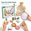 Korean Style Wooden Makeup Play Set: Pretend Eyeshadow, Powder, Lipstick, Perfume, Hair Accessories.