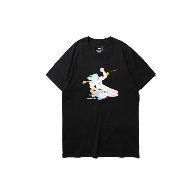 Men s Vans Asian Artist Crossover Series Cartoon Printing Round Neck Short Sleeve Black VN0A4P5JBLK L