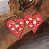Women Bohemian Holiday Style Sequins Love Heart Pu Leather Ear Drop Earring