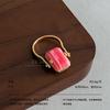 Simple square red stone opening ring, adjustable gold and silver two-color gentle white daily atmosphere ring
