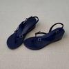 Rindsleder-Version~ Französischer Keilabsatz Riemen Zehen Fischgrätenmuster Coole Hausschuhe Damen Sommer Römische Sandalen