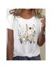 Wounisex's Floral Print T-Shirt Vibrant Blue Short Sleeve Crew Neck Top With Ladies T Shirts Natureinspired Design Comfortable Fit