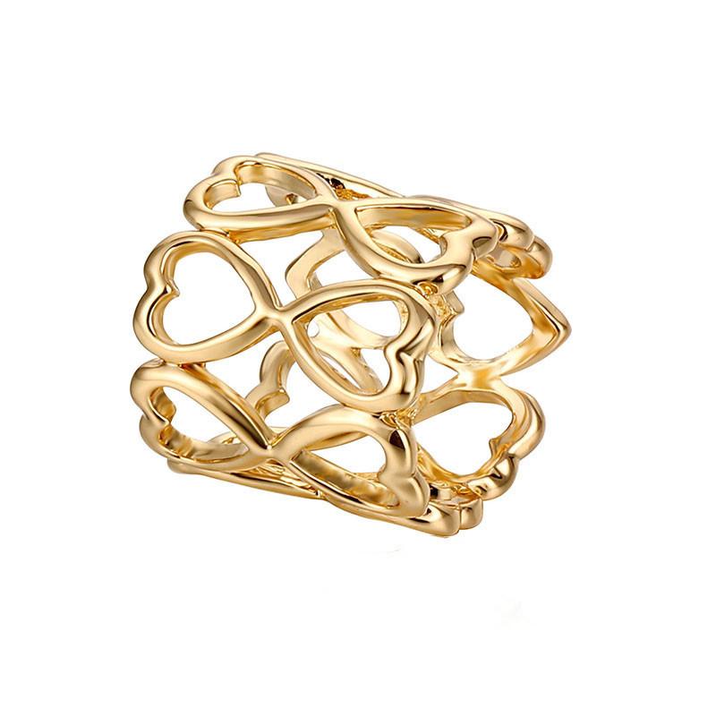 Elegant Double-layer Heart Scarf Ring Smooth Alloy Design For Women In Gold And Rose Gold