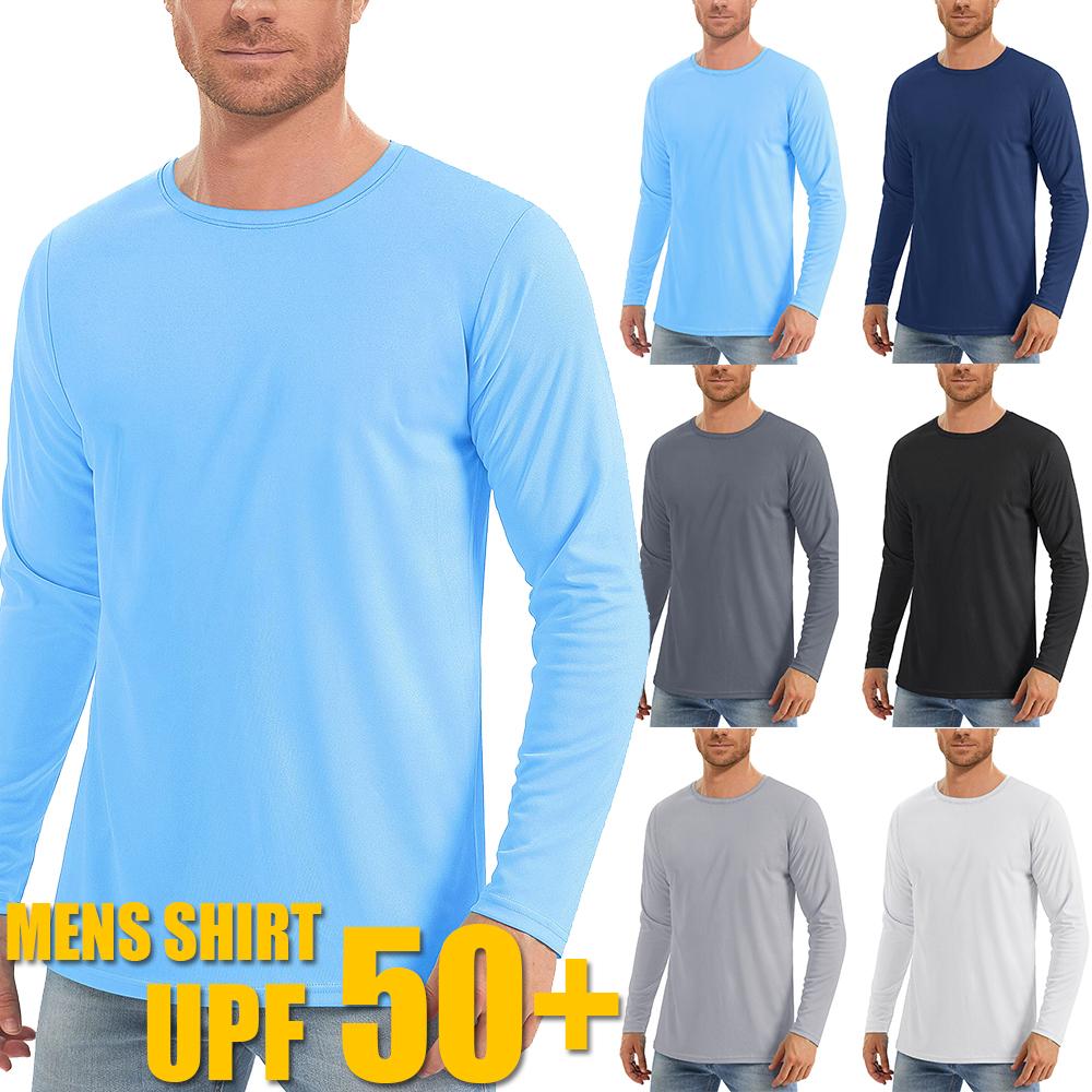 Men's Sun Protection T-shirts Summer UPF 50+ Long Sleeve Performance Quick Dry Breathable Hiking Fish T-shirts UV-Proof