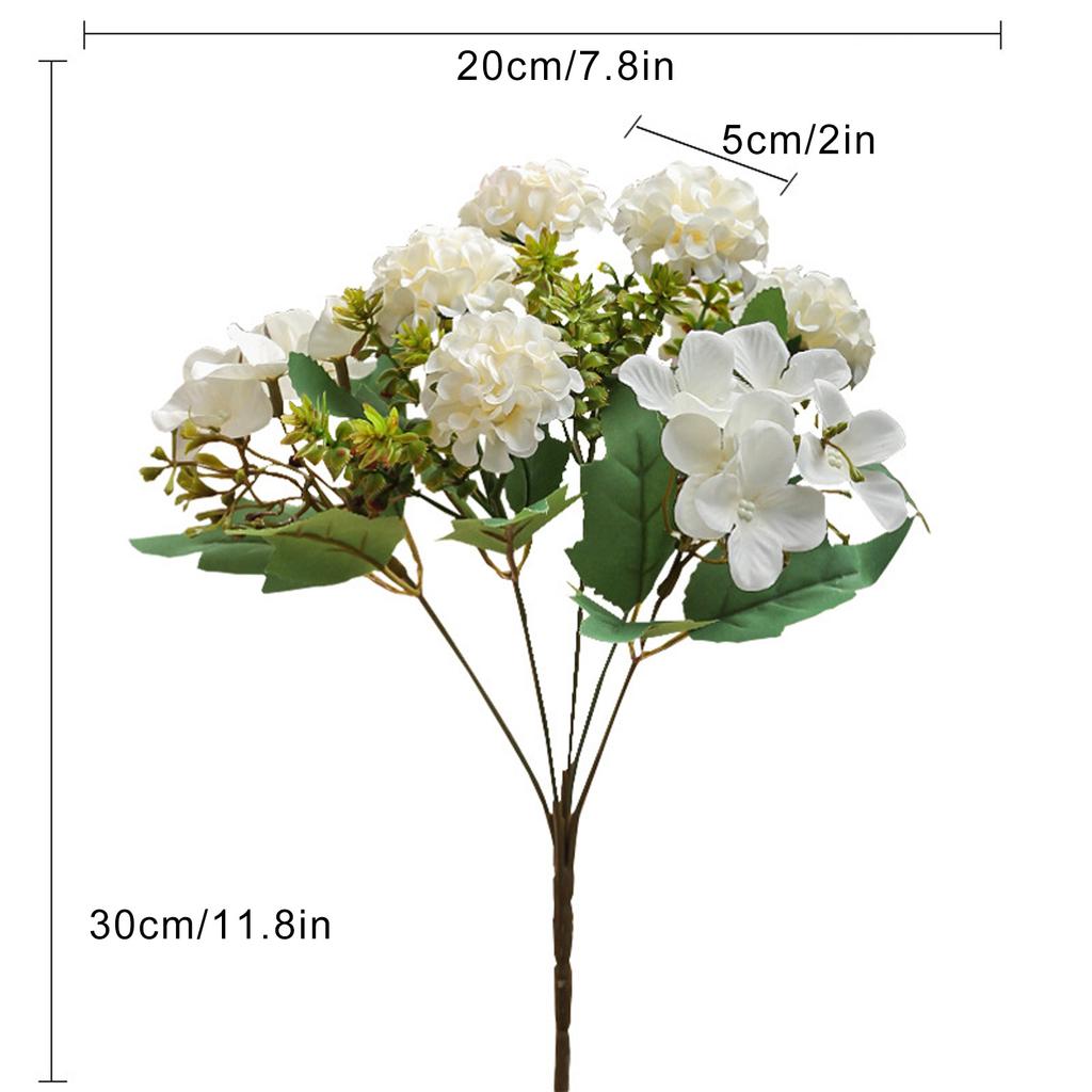 Artificial Decorative Hydrangea Flower 30cm Faux Flower Branch for Wedding Parties Home Garden Red
