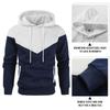Winter Men's Fleece-Lined Hooded Sweatshirt Fashionable Patchwork Hooded Sweatshirt Casual Sports Sweatshirt Pullover Sweatshirt