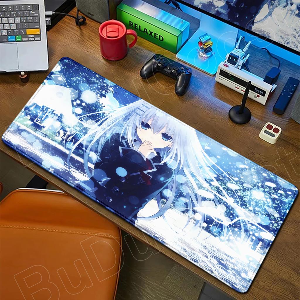 HD Cute Girl Large Mousepad Anime Date A Live Mouse Pad Laptop Gaming Accessories Keyboard Desktop Tokisaki Kurumi Toka Yatogami