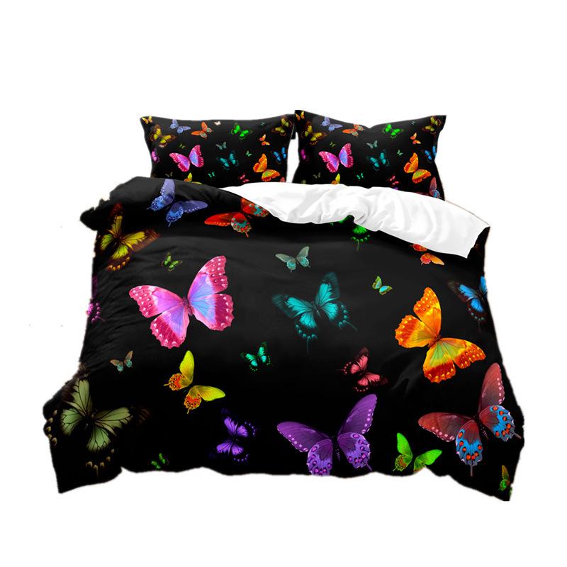 3D Butterfly, Digital Printing Student Dormitory Three-Piece Set, Bedding Sheets And Quilt Covers