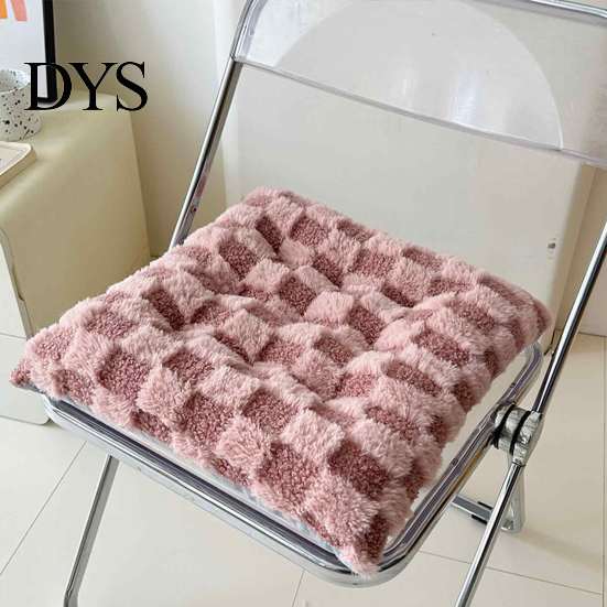 Warm Dining Chair Cushion Square Plush with Ties, Buffalo Check Plaid Seat Cushion, High Resilience Fiber Fluffy Non Slip Pad for Office Collapse Desk