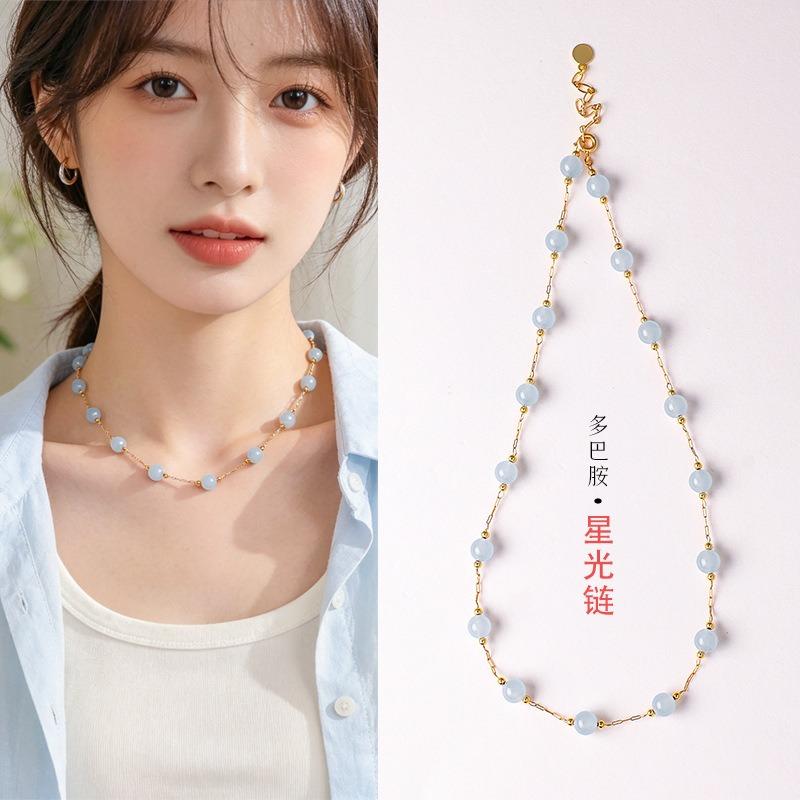 Women Light Luxury Minority Design Crystal Pearl Beaded Clavicle Necklace