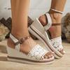 Fashion Women Sandals Plus Size Wedges Bohemian Casual Platform Shoes Thick Bottom Sandals Woman Embroidery Lightweight Rome Sandals