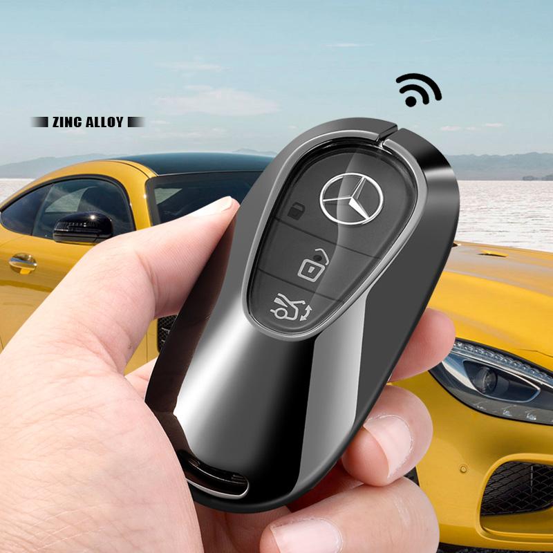 Funda de Carcasa para Mando a Distancia de Coche Nueva 2025 de Aleación de Zinc y Cuero para Mercedes Benz Clase C E S GLC W206 W223 W214 E300 C260 C300 S450
