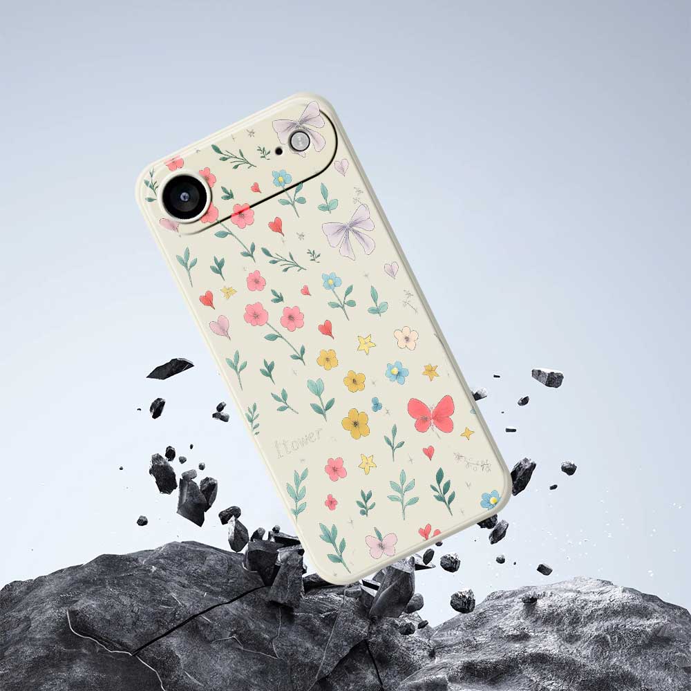 For iPhone 17 Air Case Floral Bow Pattern Printing Straight Edge TPU Phone Back Cover