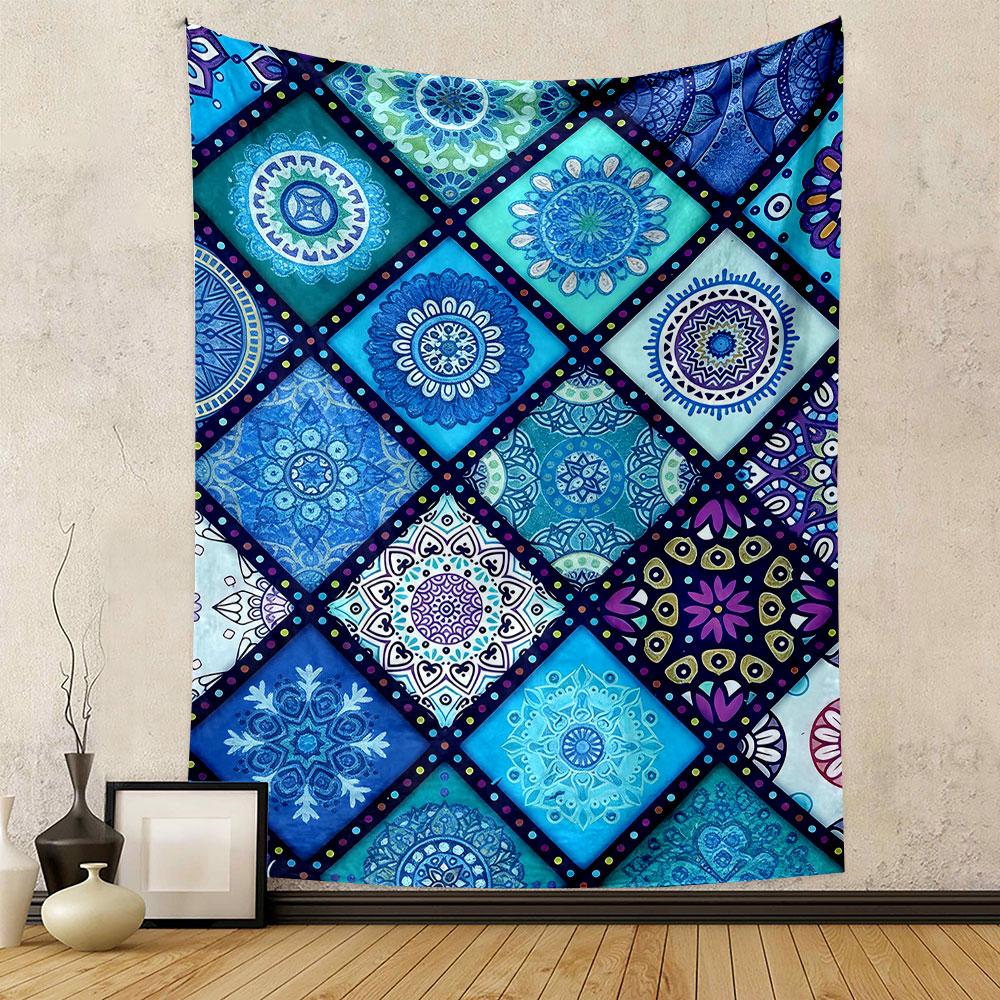 Colorful Mandala Tile Pattern Design Patterned Tapestry Home Decor, Suitable for Bedroom and Living Room, Gift