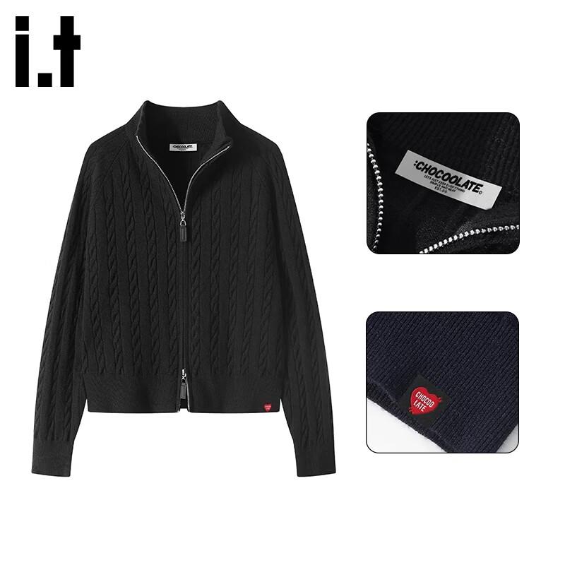 CHOCOOLATEit Women s Cable Knit Double-Zip Cardigan One Size