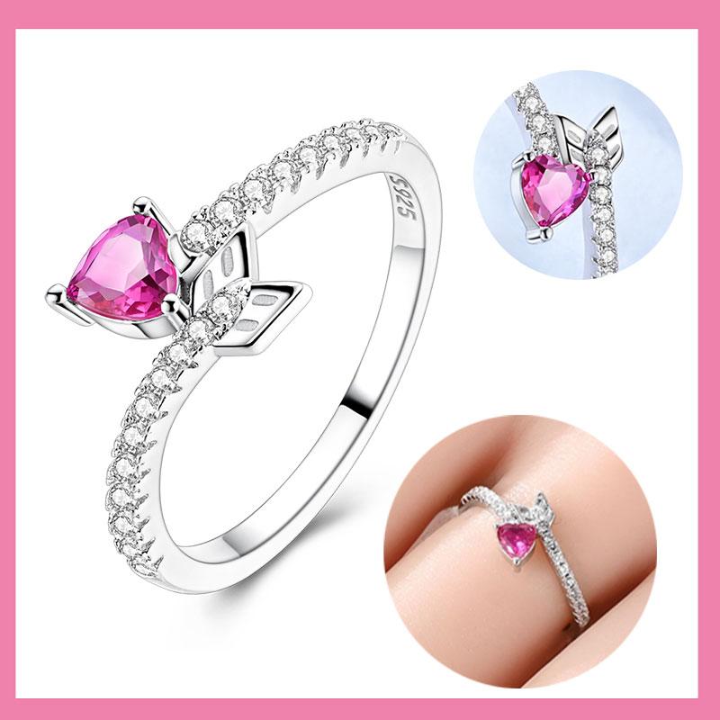 copper Authentic Pink Heart Arrow Rings Womens Anniversary Gift Engagement Rings for Women Mens Jewellery High Quality