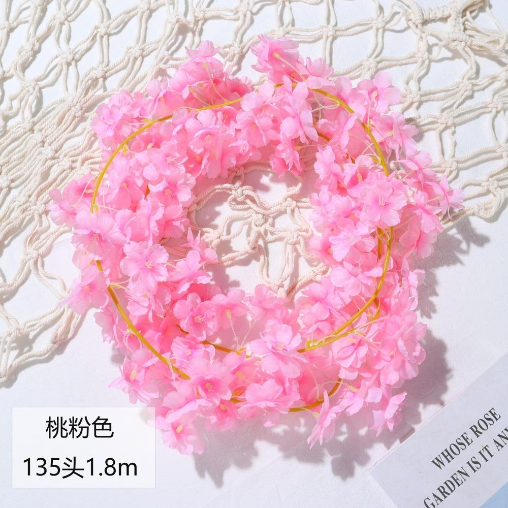 Pink Sakura Artificial Flower Garland 180CM Silk Cherry Blossom New Hanging Vine  Party Decor