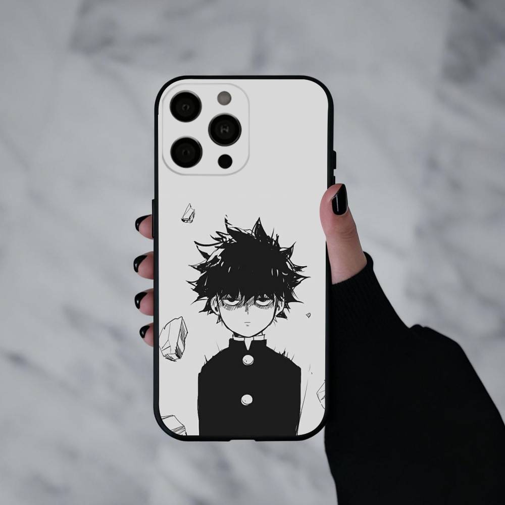 Anime m-Mob p-Psycho-o 100  Phone Case For iPhone 17pro,16,15,14,13,12,11 Plus,Pro Max,XS,Soft Silicone Black Cover