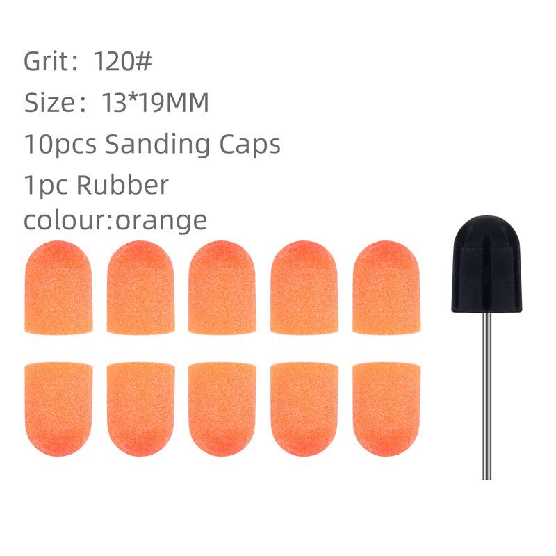 Candy Color Nail Art Sand Cap Nail Polishing Head Sand Ring Electric Nail Drill Machine Accessory Cuticle Dead Skin Removal Manicure Tool with Rubber