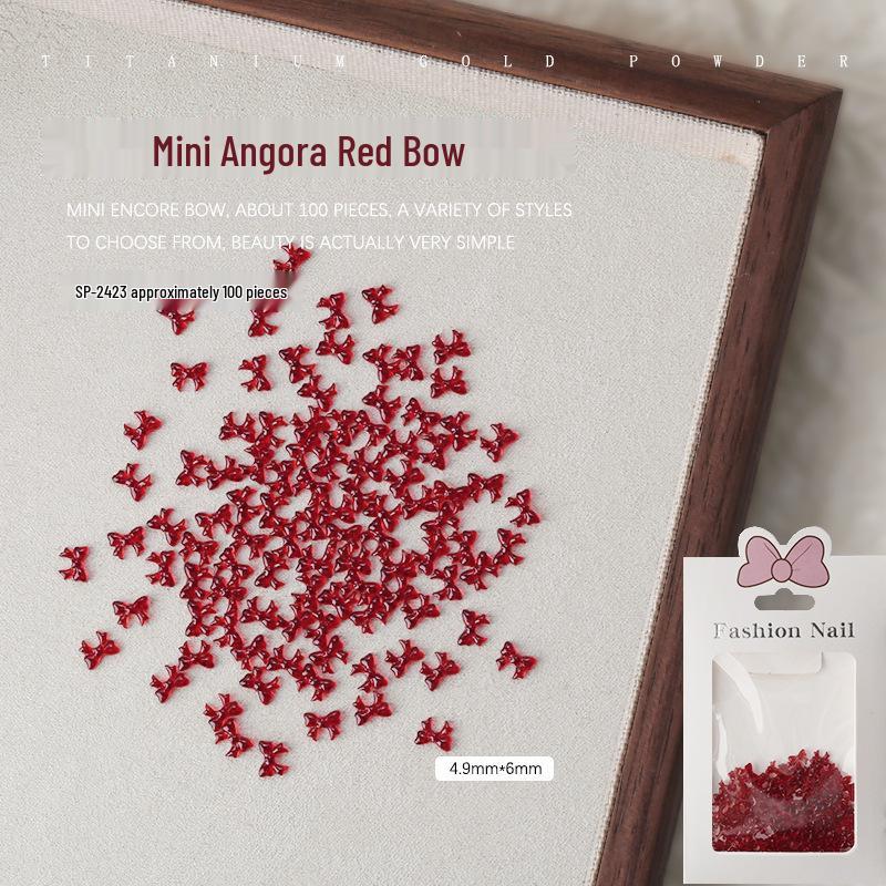 Красные Мини-бантики из смолы Ancola для декора ногтей - 100 штук