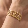 Stainless Steel Metal Shell Starfish Bracelet for Women Vintage Exaggerated Flower Wide Cuff Bangle Girls Beach Party Jewelry