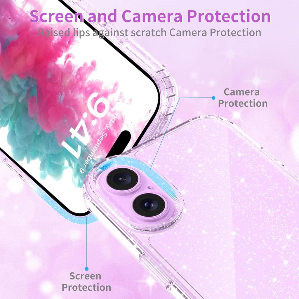 Coque transparente à paillettes pour For Iphone Air 17 Pro Max 16E 16 E 1 Plus 14 13 Mini 12 11 17Pro X Housse de téléphone transparente Bling pour femmes et filles