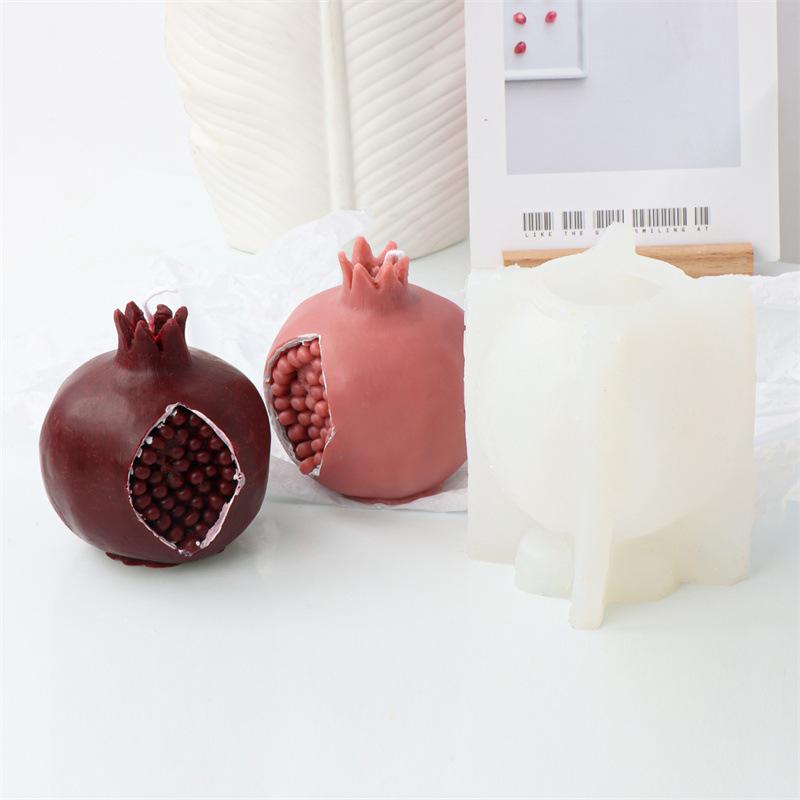 3D Big Red Open Pomegranate Candle Silicone Mold DIY Carving Art Aromatherapy Plaster Cake Decor Mold Home Decoration Gift