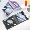 Samsung Z Flip7 Case: 360° Rotating Stand with Wireless Charging, Flip6 Compatible, Transparent Protective Hinge Cover