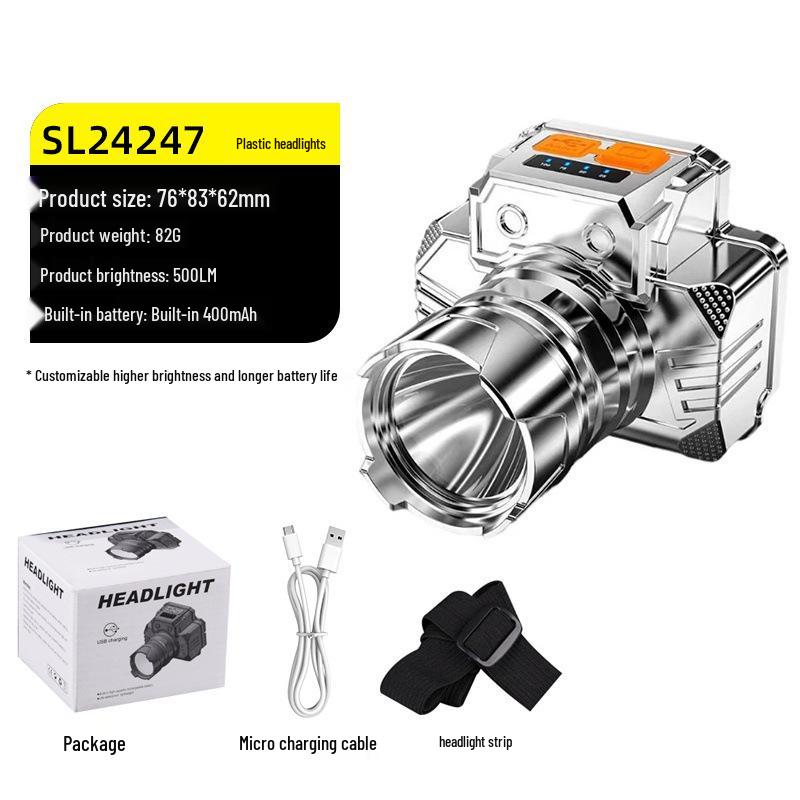 Dual-Light LED Laser Cannon Rechargeable Headlamp - Super Bright, Long Battery Life, Ideal for Night Fishing