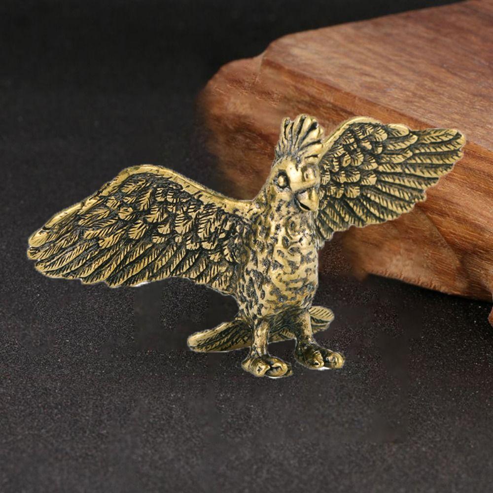 Animal Shape Brass Parrot Ornament Mini Bird Miniatures Parrot Small Statue  Accessories Gifts