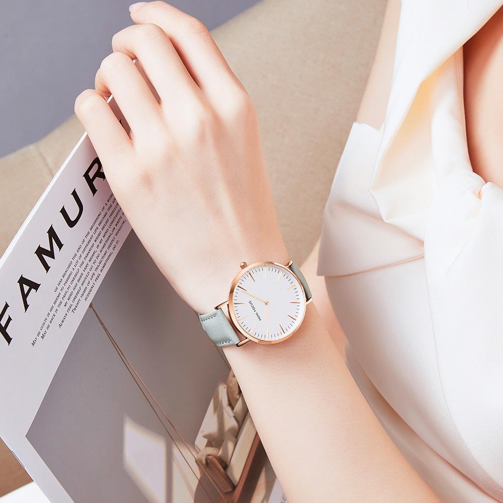 Ultra-thin Fashionable Japanese Movement Waterproof Genuine Leather Strap Women's Watch