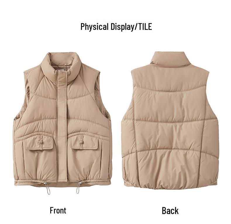 Autumn/Winter 2024 Stand-up Collar Thick Cotton Vest - Sleeveless, Loose Fit, Versatile Style Jacket