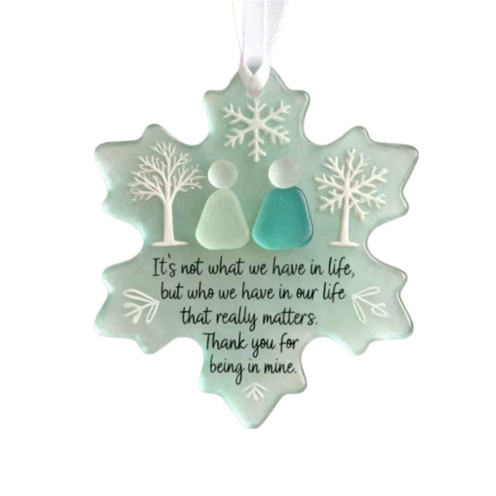 

Snowflake-Shaped Xmas Hanging Decor Sea Glass Friendship Decoration Handcrafted Ornament Friendship Keepsake Sea Glass Ornament