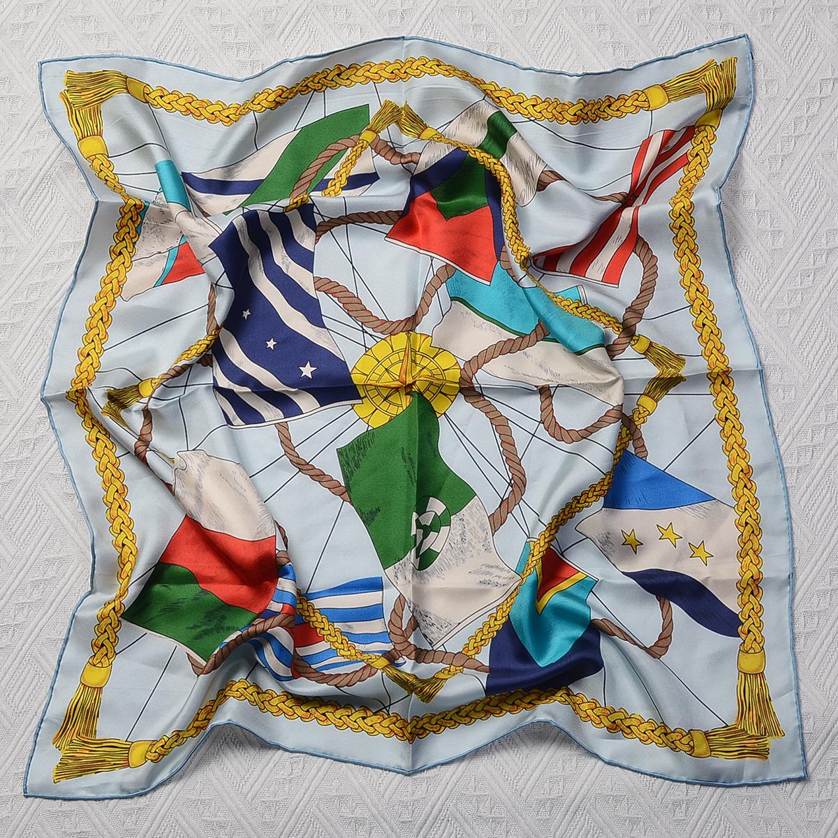 World Peace New Printed Korean Edition Silk Silk Scarf Women s Autumn and Winter Flag Pattern 100% Mulberry Silk Silk Scarf Batch 65*65cm