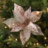 11" Christmas Artificial Flowers Glitter Sequins Poinsettia Flower Fabric Fake Flower Picks for Xmas Tree Ornament Wedding Birthday Wreath Decoration