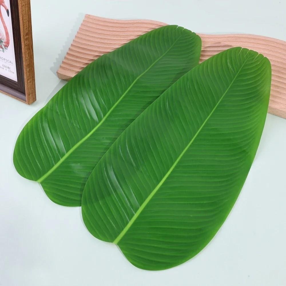 5 Pezzi Sottobicchieri Decorativi Foglie di Banana Artificiali Resistenti al Calore Tappetini da Tavola Impermeabili Antiscivolo Simulazione Foglie di Loto Finte