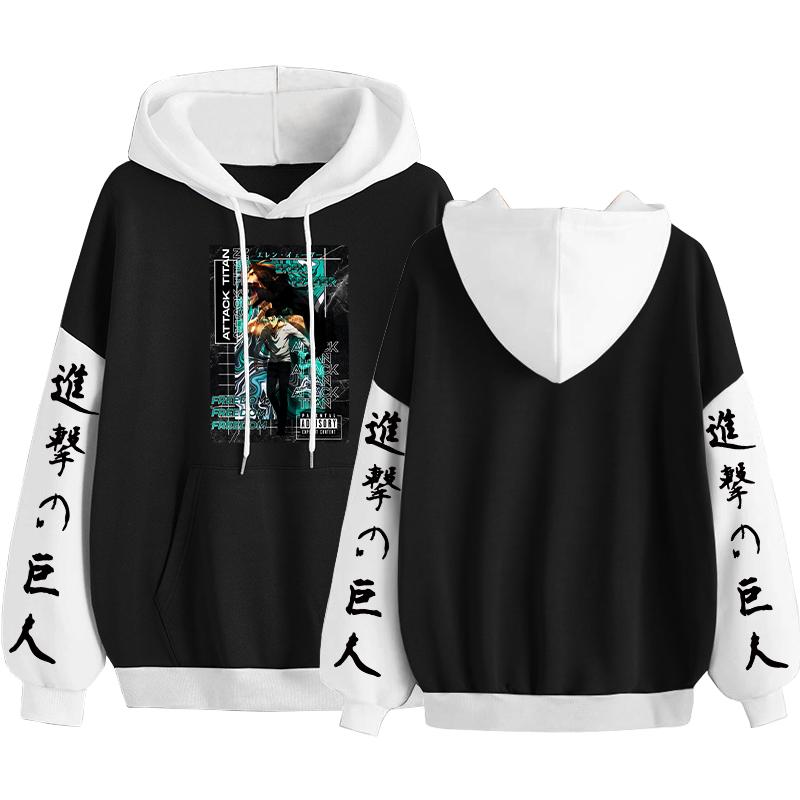 Japan Anime Attack On Titan Eren Cool Graphic Printed Hooded Men Women Hoodies Plus Size Sweatshirt Harajuku Male Streetwear