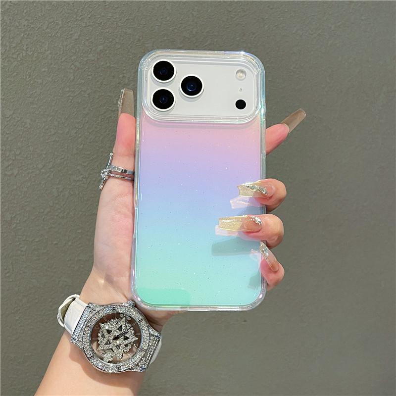 Applicable to Apple 17 mobile phone case color-plated transparent glitter iphone17promax diamond pattern magnetic case 17pro