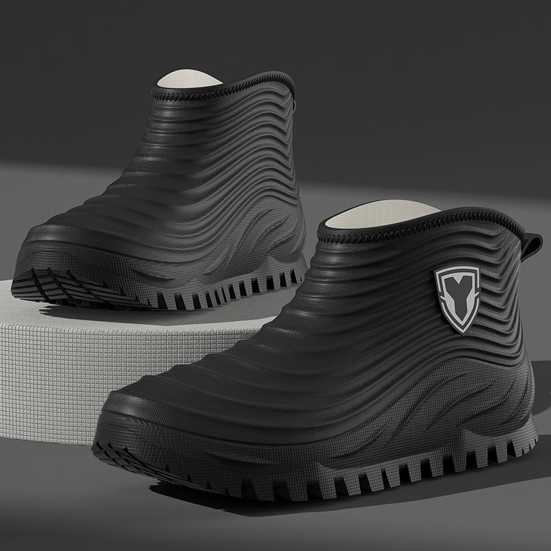 

Fashion men s waterproof and non-slip thickened warm short rain boots men s velvet rain shoes water shoes fishing rubber shoes 40