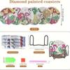 8 Pieces/set of Pink Goose Diamond Painted Coasters with Brackets DIY Coasters for Beginners and Adults, Art and Craft Supplies Gifts