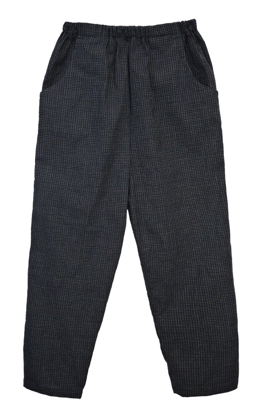 

Watano Sato (Cotton Village) Japanese-made Kurume Chijimi Weave Women s Trousers/Pants/Monsura (L, Navy Blue, Literary Pattern)