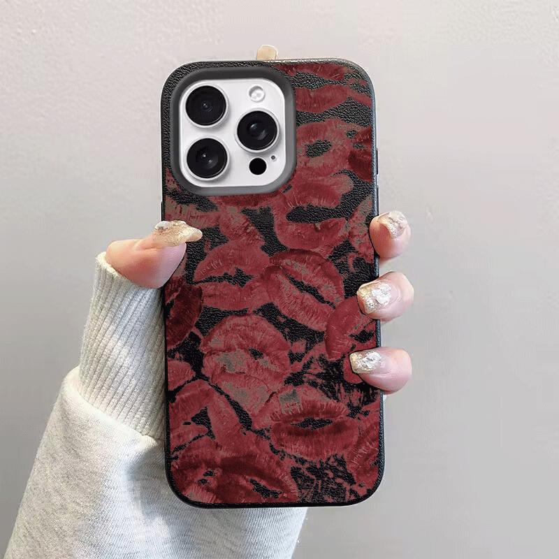 Phone Case For Xiaomi Redmi Note 13 14 12 Pro Plus 11 10 11S 10S A5 A3 14C 12C 10C 9C A1 A2 Leather Texture Lip Printed Cover