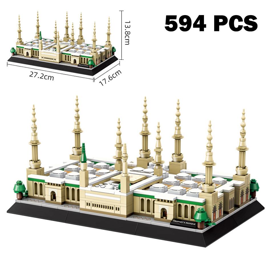 MOC World Famous Architecture The Prophet Mosque Model Building Blocks Street View Construction Assembly Bricks Toys Kids Gifts No Original Box