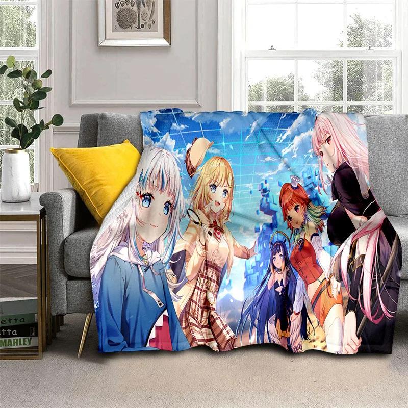 3D Cute Gawr Gura Hololive Cartoon Blanket,Soft Throw Blanket for Home Bedroom Bed Sofa Picnic Travel Office Cover Blanket Kids