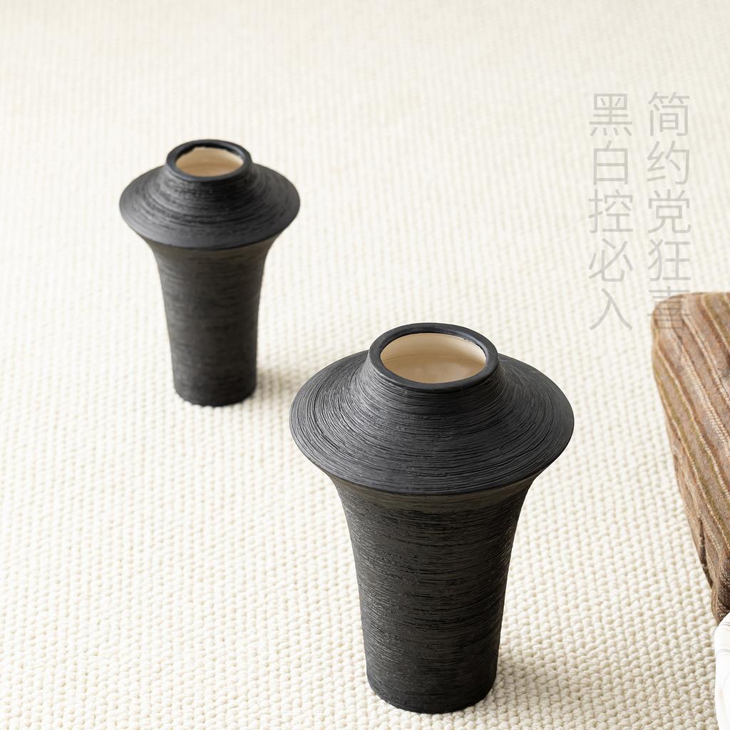 Jumping Knife Engraved Ceramic Vase High-End Home Light Luxury Decoration Ornament Desktop Simple Art Flower Arrangement