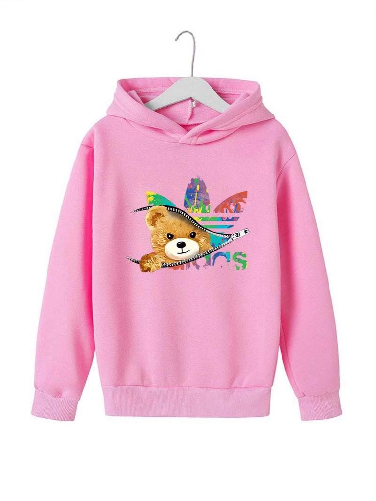 Unisex Autumn Plus Velvet Printed Hoodie - Casual Versatile Outerwear for Men, Women, and Children