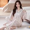 Plus Size Floral Pajama Set: Spring & Autumn, Long Sleeve, Comfortable Japanese Style for Middle-Aged Moms, Indoor/Outdoor Wear