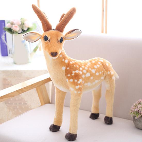 Plush Deer Toy Soft PP Cotton Filling Simulation Animal Doll Christmas Elk Decoration for Home Office Kids Room
